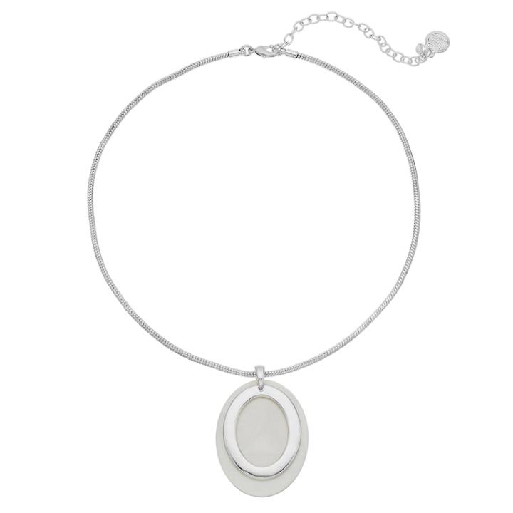 Dana Buchman Textured Disc Pendant Necklace, Women's, Silver