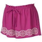 About A Girl, Juniors' Embroidered Shortie Shorts, Size: Xs, Brt Purple