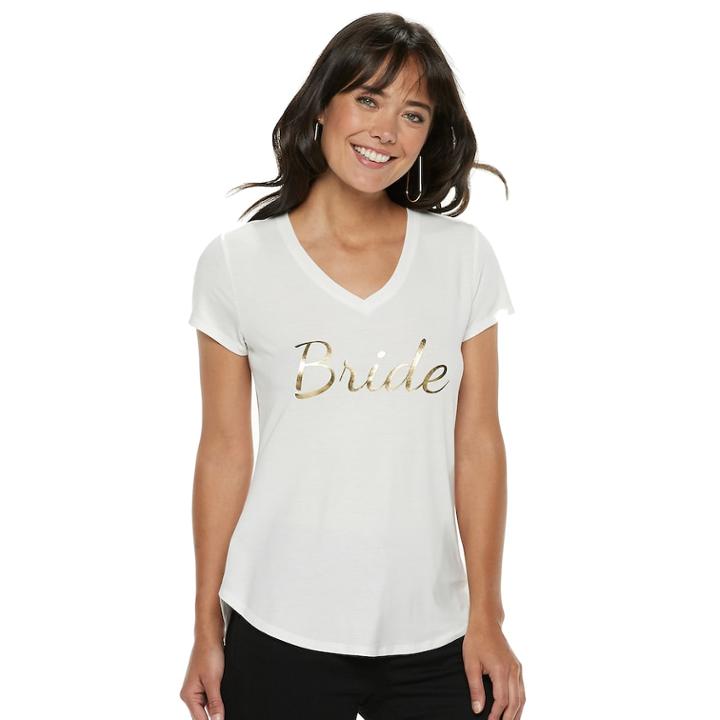 Women's Apt. 9&reg; Bridal Graphic Tee, Size: Small, White