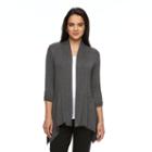 Women's Ab Studio Shark-bite Hem Open-front Cardigan, Size: Regular, Dark Grey