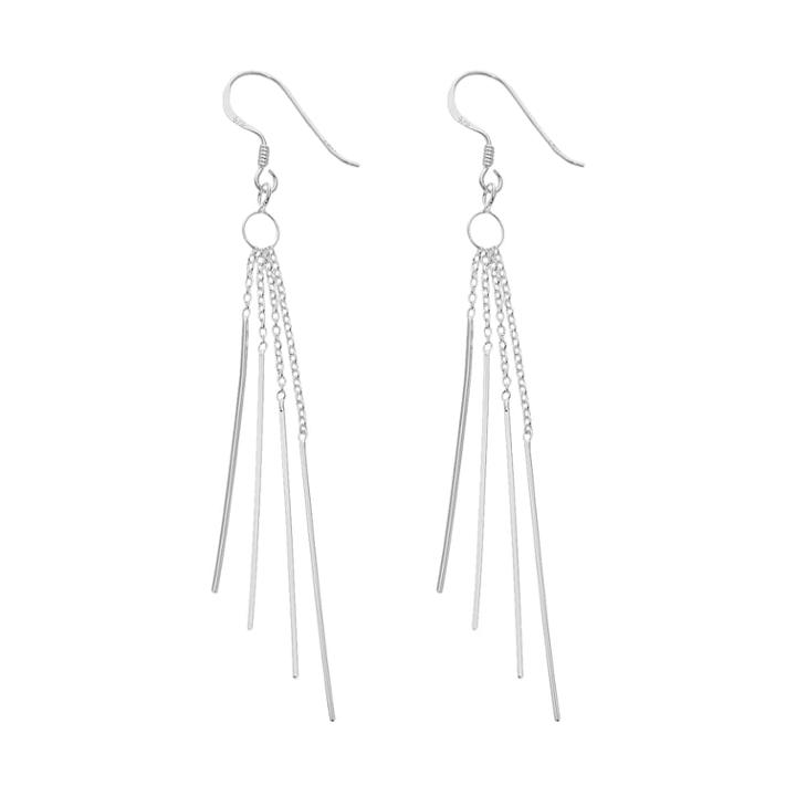Sterling Silver Linear Chain Drop Earrings, Women's, Grey