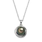 Sterling Silver Tahitian Cultured Pearl Twist Pendant, Women's, Black