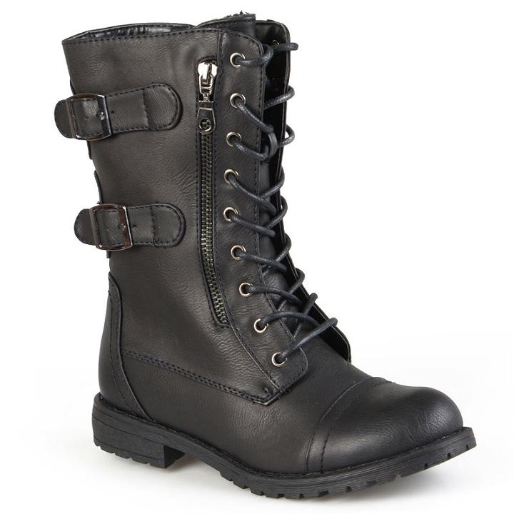 Journee Collection Cedes Women's Combat Boots, Girl's, Size: 7, Black