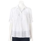 Petite Croft & Barrow&reg; Roll-tab Shirt, Women's, Size: L Petite, White