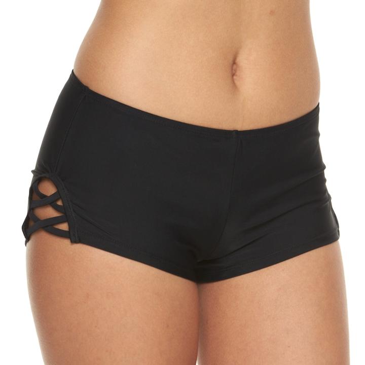 Mix And Match Criss-cross Swim Shorts, Size: Xs, Black