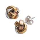 14k Gold Over Silver Tri-tone Love Knot Stud Earrings, Women's, Multicolor