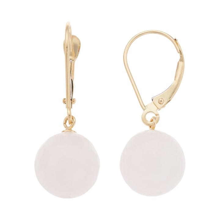 14k Gold Agate Drop Earrings, Women's, Pink