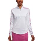 Women's Pebble Beach Printed Jersey 1/4-zip Golf Top, Size: Medium, White
