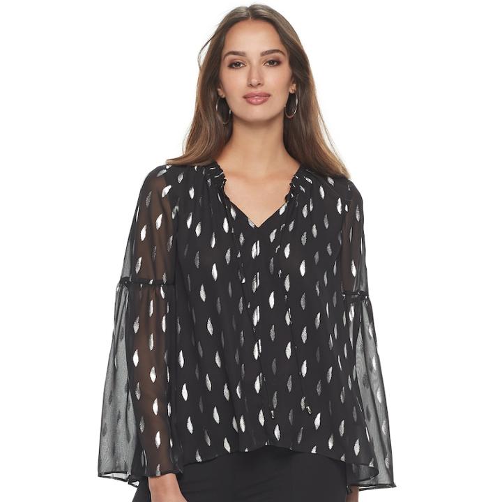 Women's Jennifer Lopez Shirred Top, Size: Xs, Black