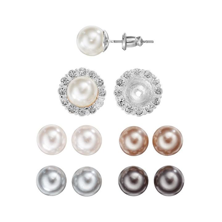 Croft & Barrow&reg; Interchangeable Halo Stud Earring Set, Women's, Multicolor
