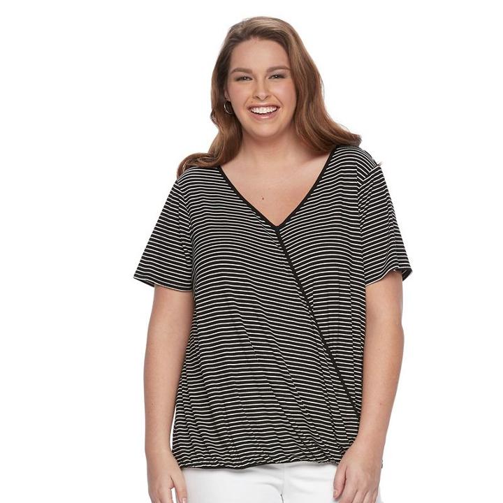 Plus Size Apt. 9&reg; Crossover V-neck Top, Women's, Size: 1xl, Black