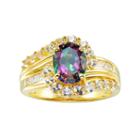 14k Gold Over Silver Mystic Fire Topaz & Lab-created White Sapphire Swirl Ring, Women's, Size: 6, Green