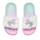 Girls 4-16 Unicorn Slide Sandals, Size: 1/2, White Oth