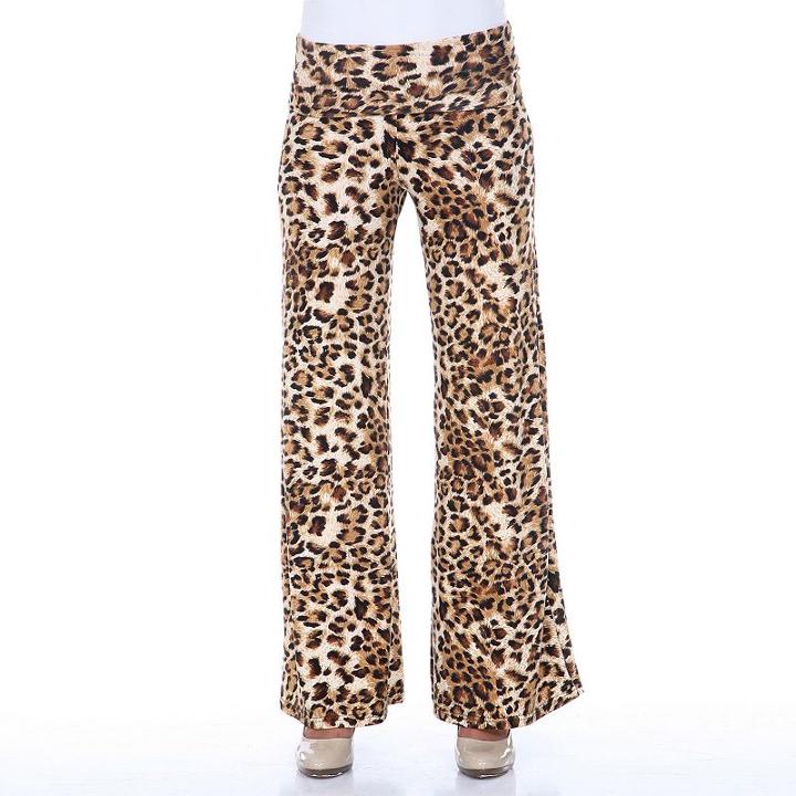 Women's White Mark Print Palazzo Pants, Size: Small, Brown Oth