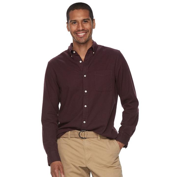 Men's Sonoma Goods For Life&trade; Flexwear Slim-fit Oxford Button-down Shirt, Size: Large, Brown