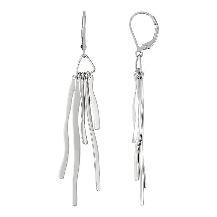 Sterling Silver Wavy Bar Drop Earrings, Women's