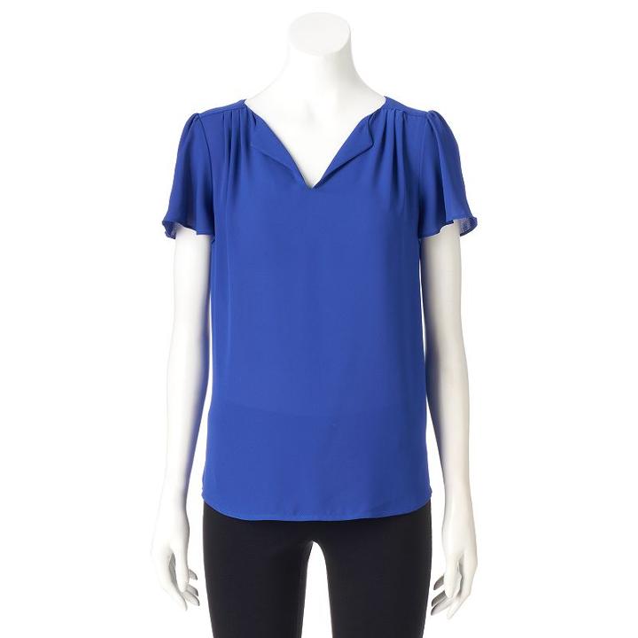 Women's Elle&trade; Chiffon High-low Hem Top, Size: Small, Blue