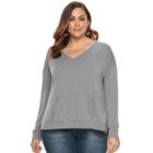 Plus Size Sonoma Goods For Life&trade; V-neck Sweatshirt, Women's, Size: 1xl, Med Grey