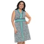 Plus Size Suite 7 Printed Sleeveless Dress, Women's, Size: 2xl, Aqua Mosaic Paisley