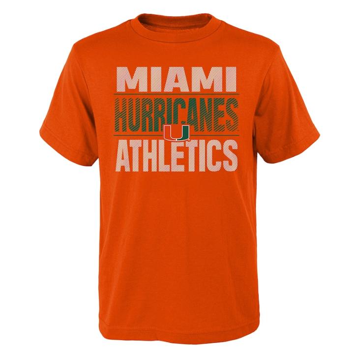 Boys' 4-18 Miami Hurricanes Light Streaks Tee, Size: 8-10, Orange