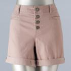 Women's Simply Vera Vera Wang Embroidered Button-fly Shorts, Size: 8, Med Beige