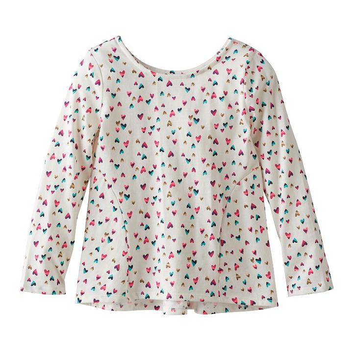 Girls 4-10 Jumping Beans&reg; Print Pieced Long-sleeve Tunic, Size: 8, White Oth