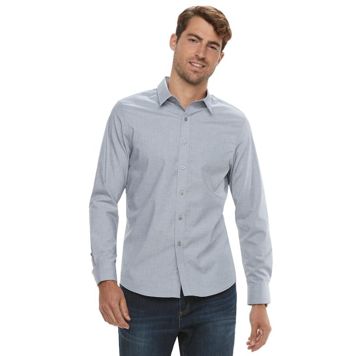 Men's Apt. 9&reg; No-iron Stretch Button-down Shirt, Size: Small, Med Grey