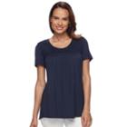 Women's Croft & Barrow&reg; Crochet-yoke Top, Size: Large, Blue