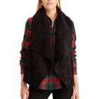 Women's Chaps Faux Shearling Open-front Vest, Size: Xl, Black