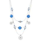 Flower & Beaded Multistrand Illusion Necklace, Women's, Blue