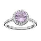Rebecca Sloane Amethyst & Cubic Zirconia Platinum Over Silver Halo Ring, Women's, Size: 6, Purple