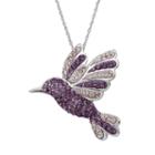 Artistique Sterling Silver Crystal Hummingbird Pendant - Made With Swarovski Crystals, Women's, Purple