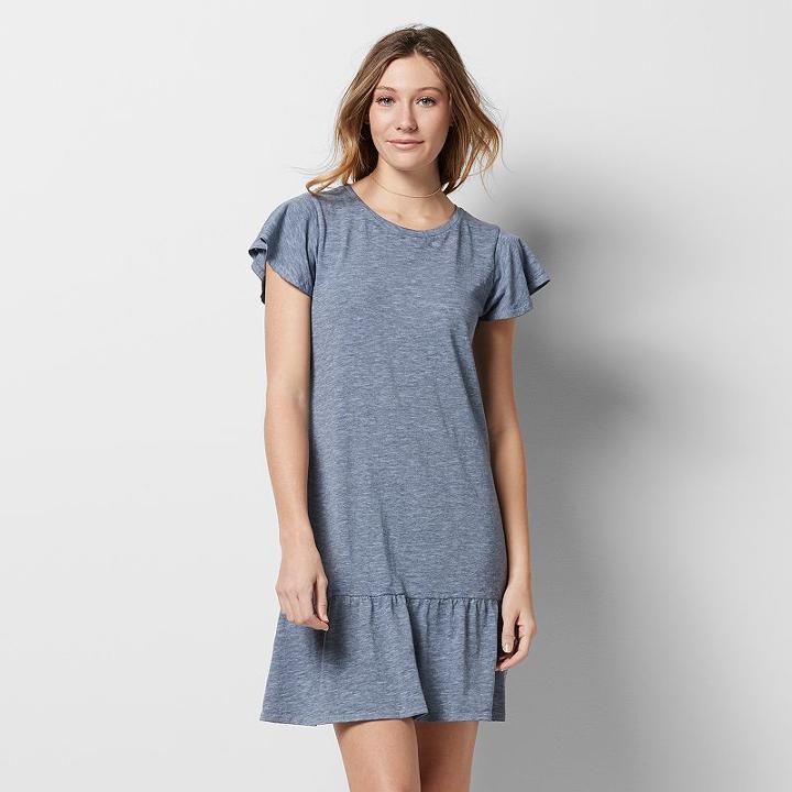 Women's Sonoma Goods For Life&trade; Flounce T-shirt Dress, Size: Xl, Dark Blue