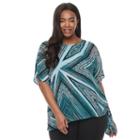 Plus Size Dana Buchman Chiffon Popover Top, Women's, Size: 2xl, Turquoise/blue (turq/aqua)