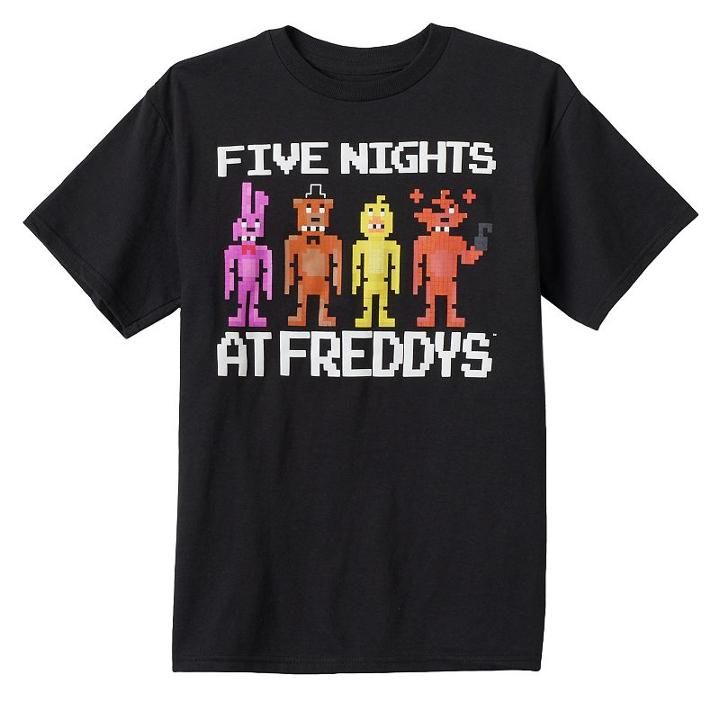 Boys 8-20 Five Nights At Freddy's Pixelated Group Tee, Boy's, Size: Medium, Black