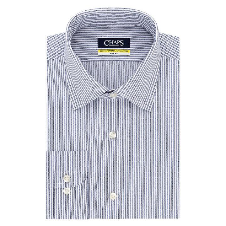 Men's Chaps Slim-fit Stretch Collar Dress Shirt, Size: 15-32/33, Blue (navy)