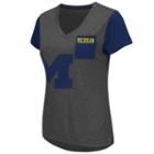 Women's Campus Heritage Michigan Wolverines Pocket V-neck Tee, Size: Large, Blue (navy)