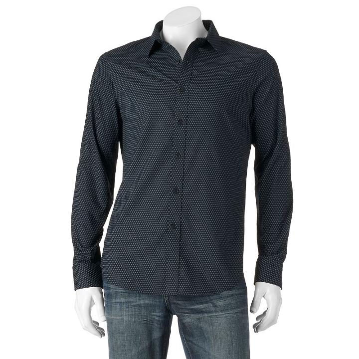 Apt. 9, Men's &reg; Slim-fit Stretch Button-down Shirt, Size: Xlg Slim, Black