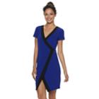 Juniors' Almost Famous Short Sleeve Wrap Bodycon Dress, Teens, Size: Small, Blue