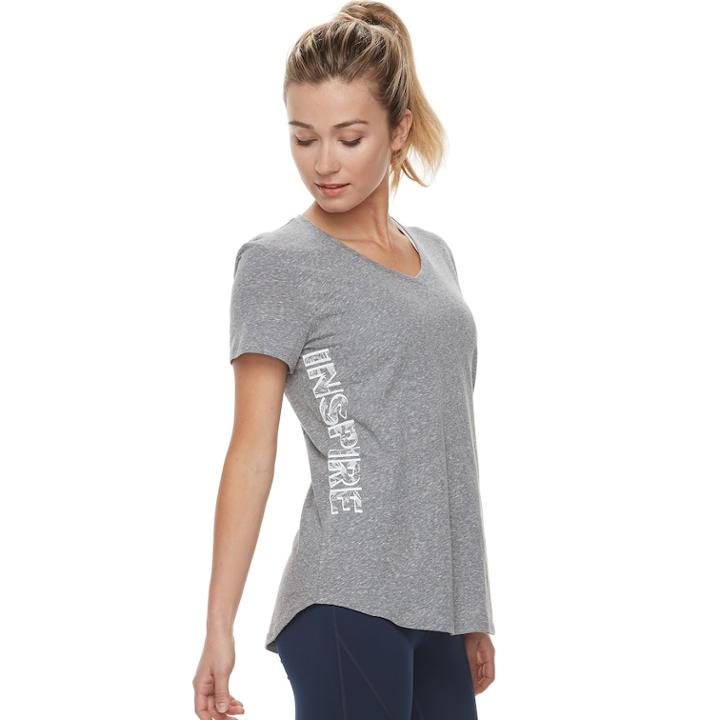 Women's Tek Gear&reg; Dry Tek V-neck Tee, Size: S Tall, Med Grey