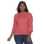 Juniors' Plus Size So&reg; Ribbed Boatneck Tee, Girl's, Size: 2xl, Med Pink