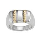 Men's Sterling Silver & 10k Gold Braided Ring, Size: 10.50, Multicolor