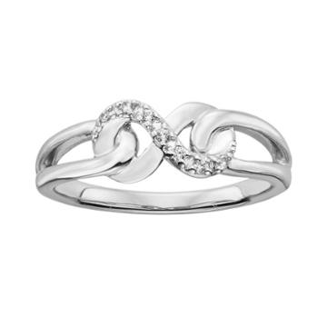 Platina 4 Diamond Accent Openwork Infinity Ring, Women's, Size: 7, White