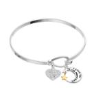 Silver Expressions By Larocks Crystal I Love You To The Moon & Back Bangle Bracelet, Women's, Grey