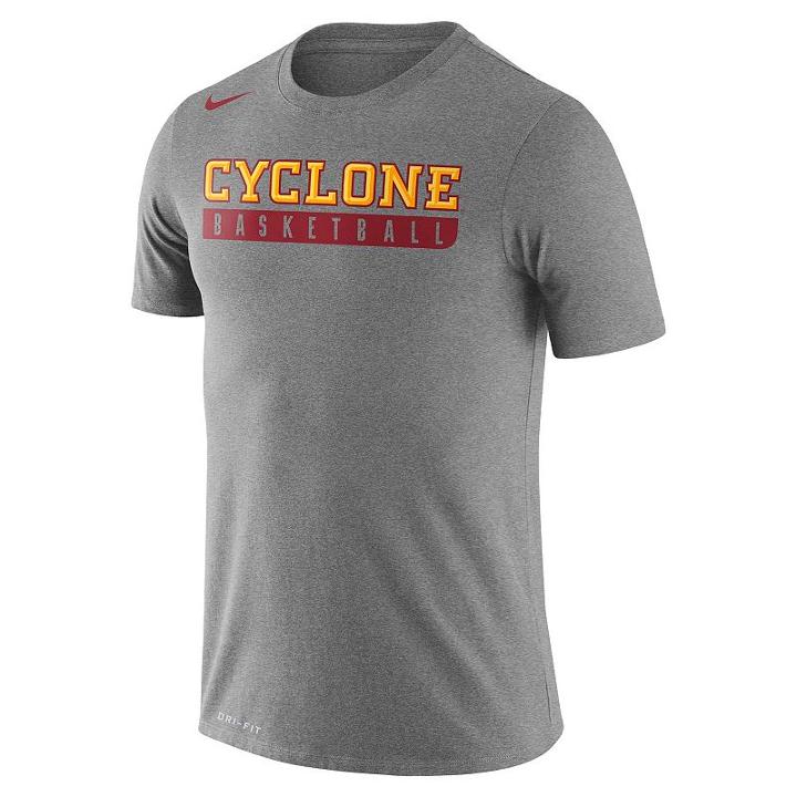 Nike, Men's Iowa State Cyclones Basketball Practice Dri-fit Tee, Size: Large, Dark Grey