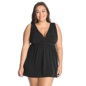 Women's Great Lengths D-cup Goddess Swimdress, Size: 16, Black
