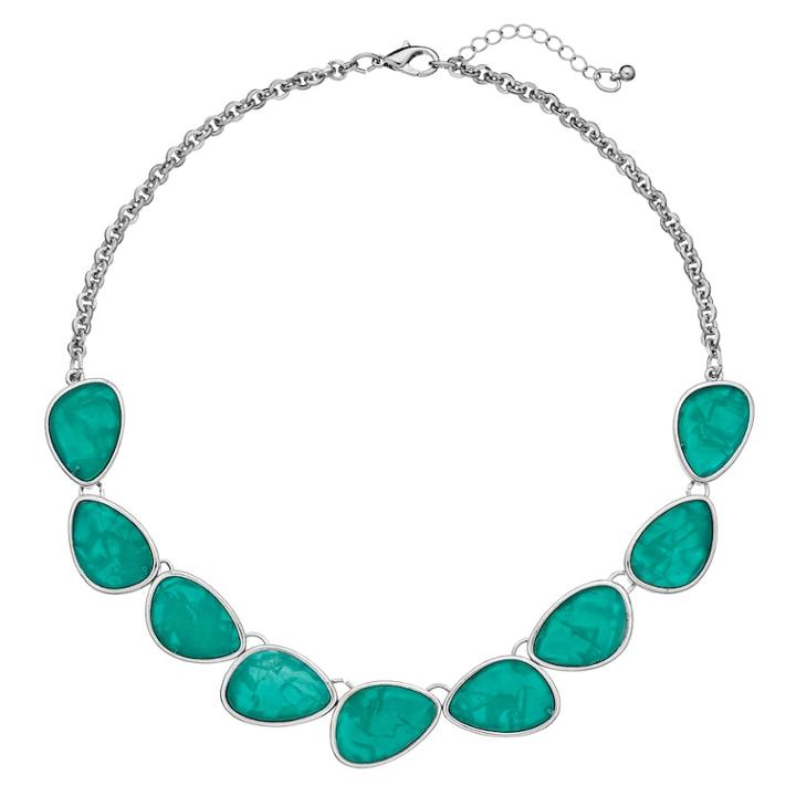 Aqua Oblong Cabochon Necklace, Women's, Turq/aqua