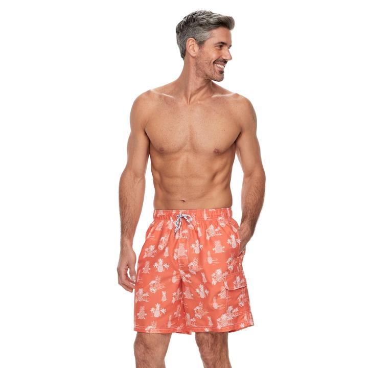 Men's Croft & Barrow&reg; South Pacific Swim Trunks, Size: Medium, Med Red