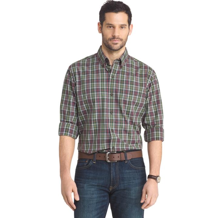 Men's Arrow Regular-fit Plaid Button-down Shirt, Size: Large, Green Oth