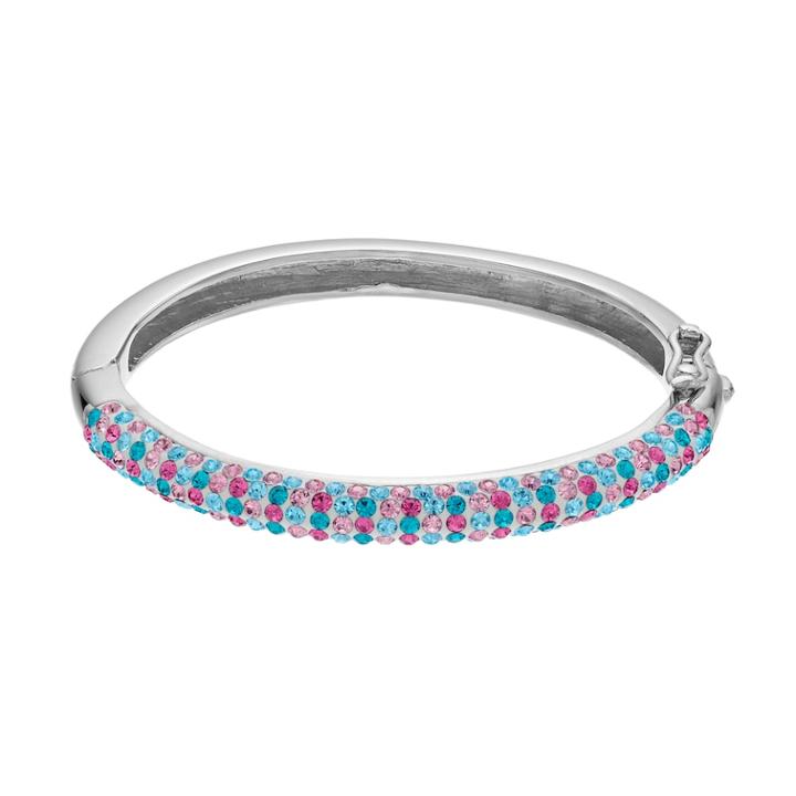 Charming Girl Kids' Sterling Silver Hinged Bangle Bracelet, Blue